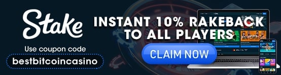 Gamble cryptocurrencies on Stake.com and get instant 10% rakeback using our coupon code